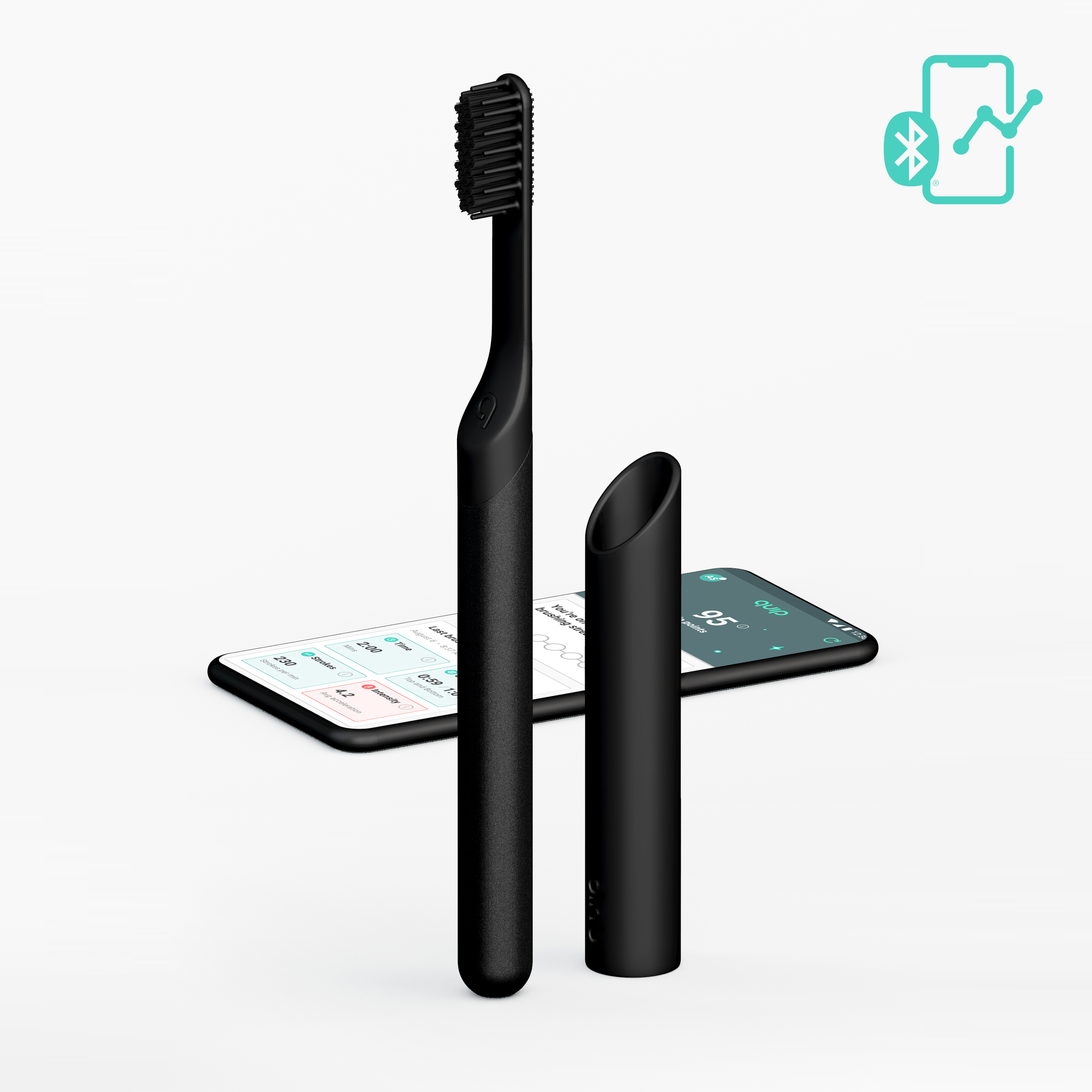 Smart All-Black Metal Electric Toothbrush detail image