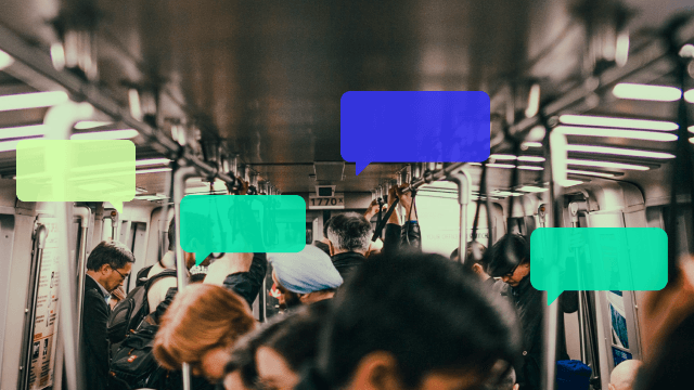 People sending text messages on subway