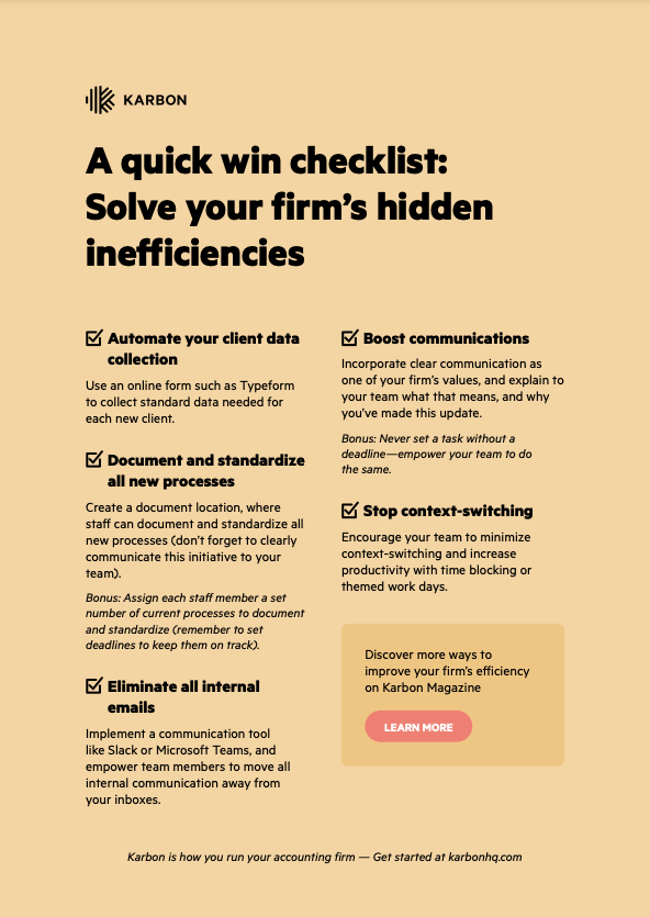A quick win checklist to help accounting firms be more efficient