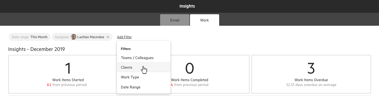 Work Insights — add filter