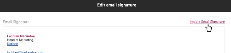 Import email signature