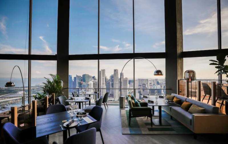 The Singapore skyline view from SKAI Restaurant and Bar is hard to beat 