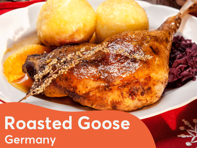 Roasted goose is often the centre point of Christmas Dinner in Germany. \[…\]
