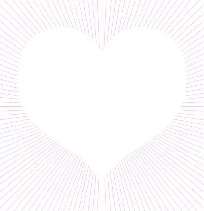 En el centro del cuadrado hay un gran corazón blanco. Desde él, rayos de color gris claro se extienden uniformemente.