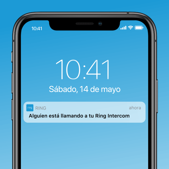 Teléfono muestra alertas en tiempo real de intercomunicador, entrada de residente y entrega de paquetes de Amazon.