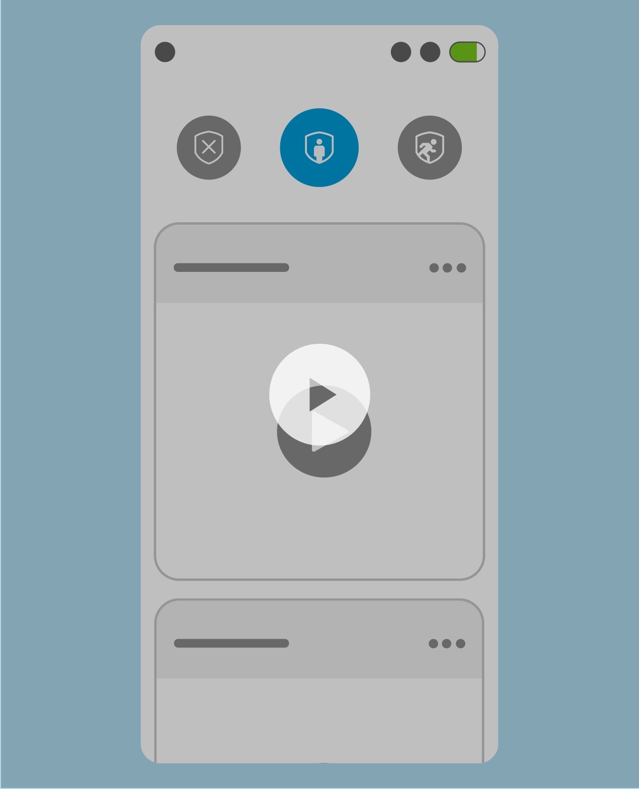 Animated demo showing unlocking and highlighting encrypted and secure video access features.