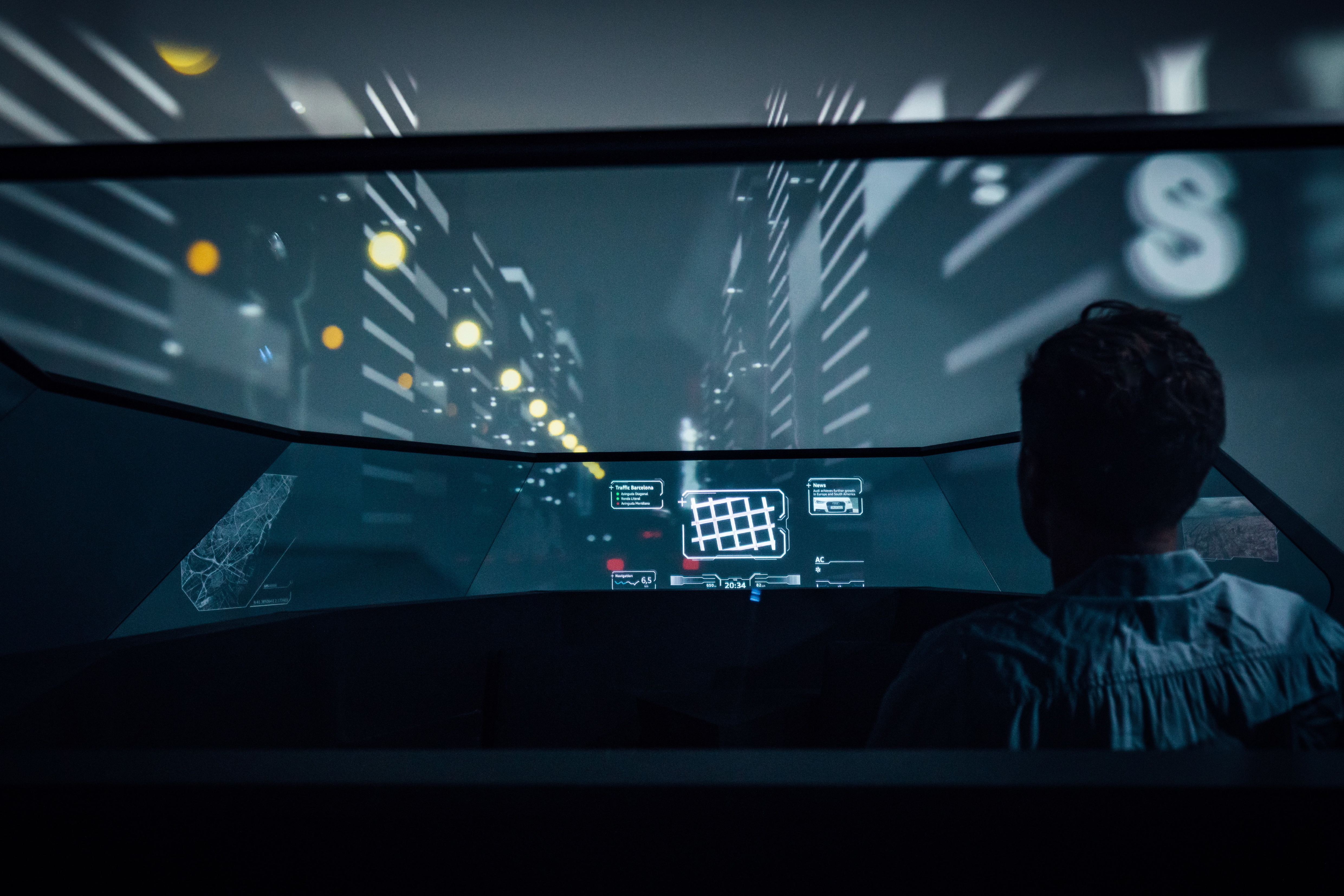 Audi driver in virtual urban environment