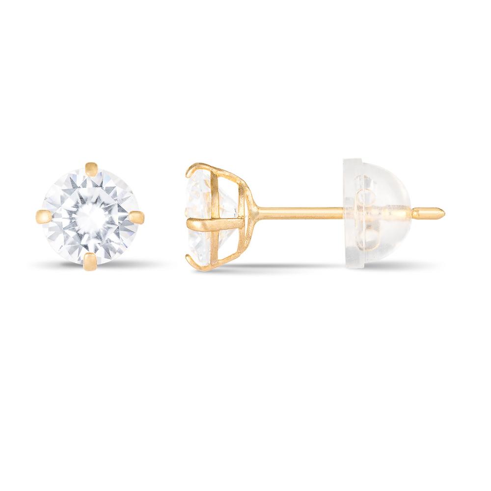 FREE Splendid Pearls 10 Karat Gold Cubic Zirconia Stud Earrings - 5mm