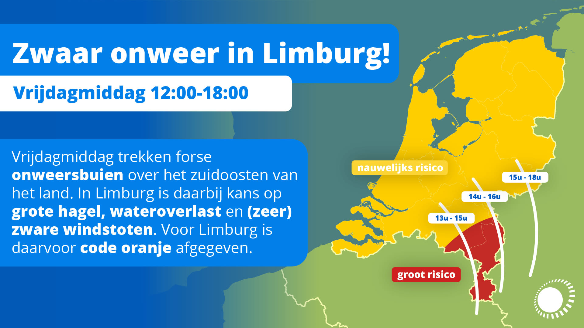 Zware onweersbuien: verwachting vrijdag 20 mei 2022.