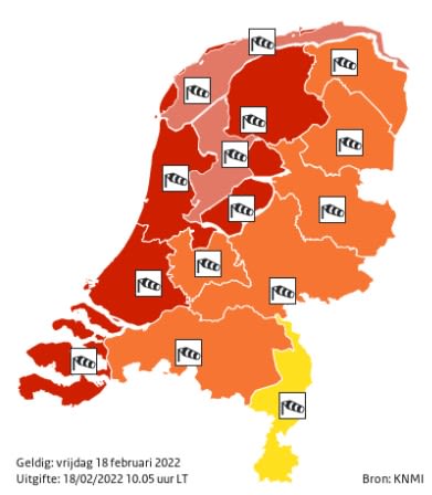 Het is inmiddels code rood in het westen en noordwesten