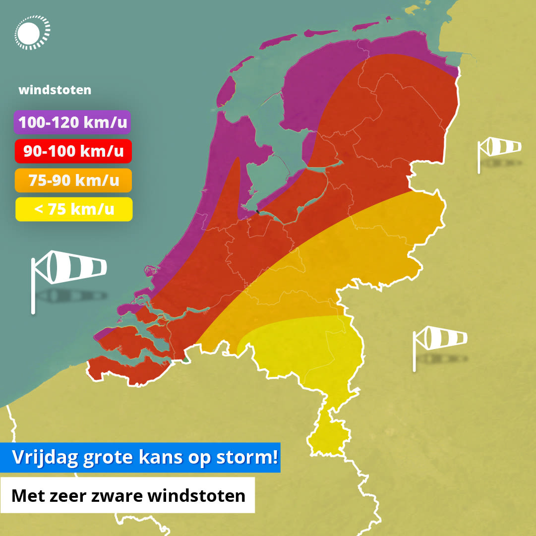 Storm Eunice op vrijdag