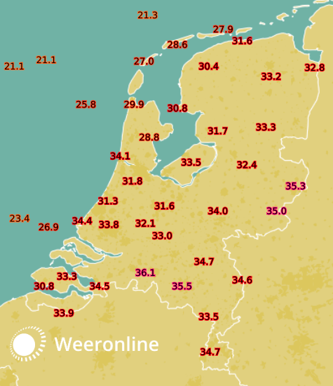 Maximumtemperatuur-24-juli-begin-middag