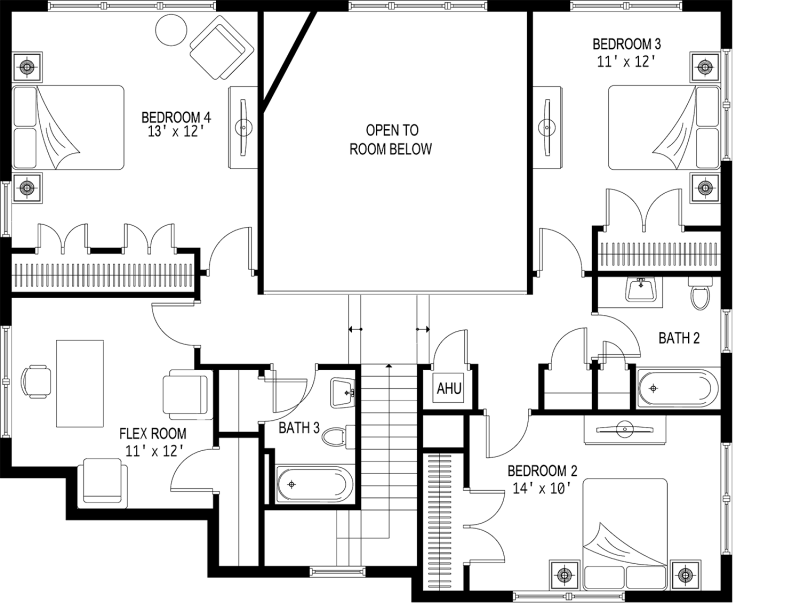 The 2D floor plan for River Dog's upper level.