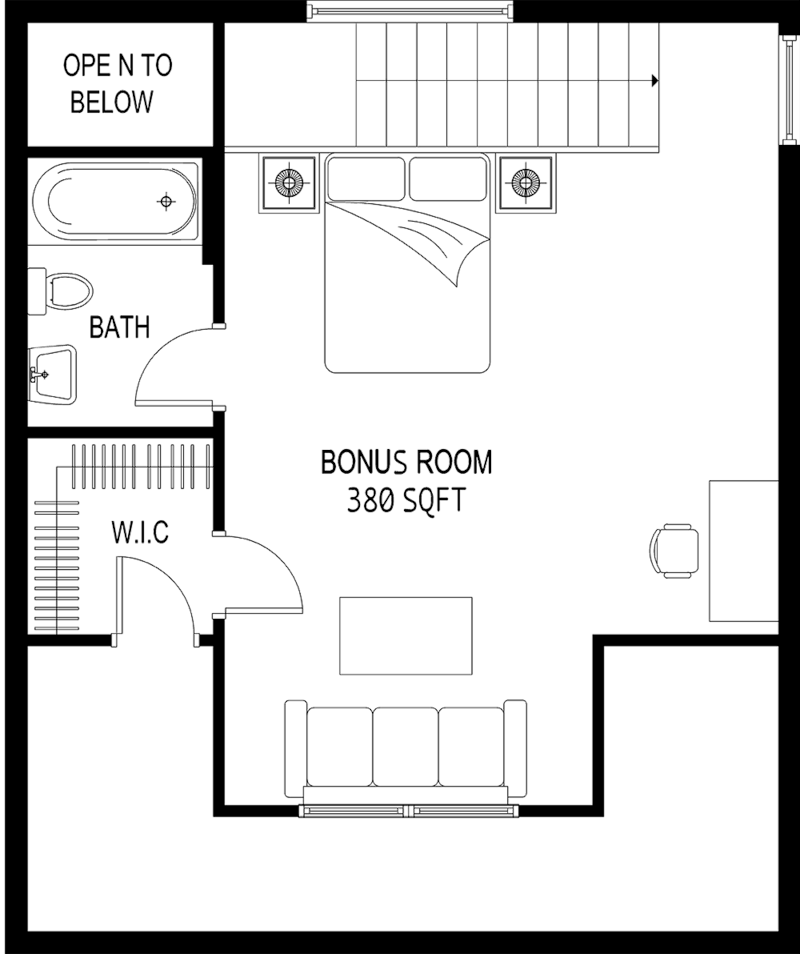 The 2D floor plan for Mountain Dog's bonus room.