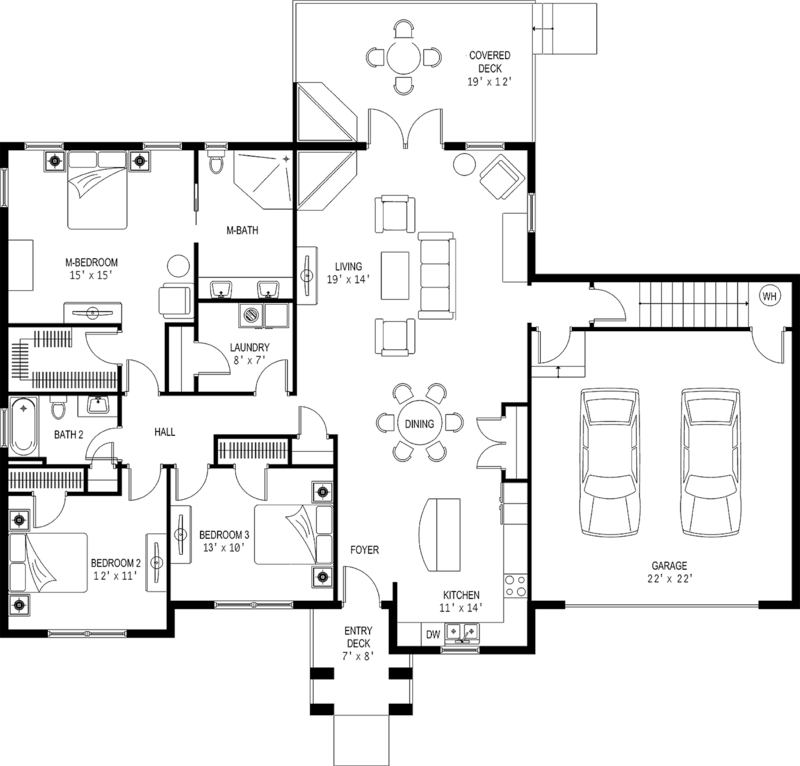 The 2D floor plan for Mountain Dog's main level.