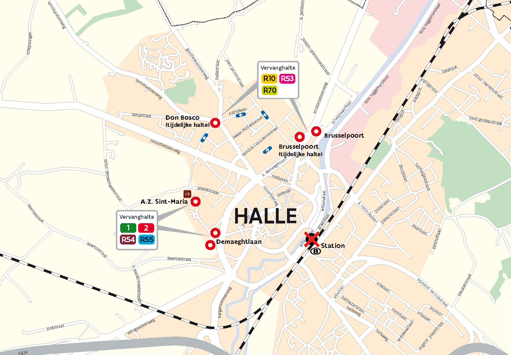 Carnaval Halle kaart vervanghaltes