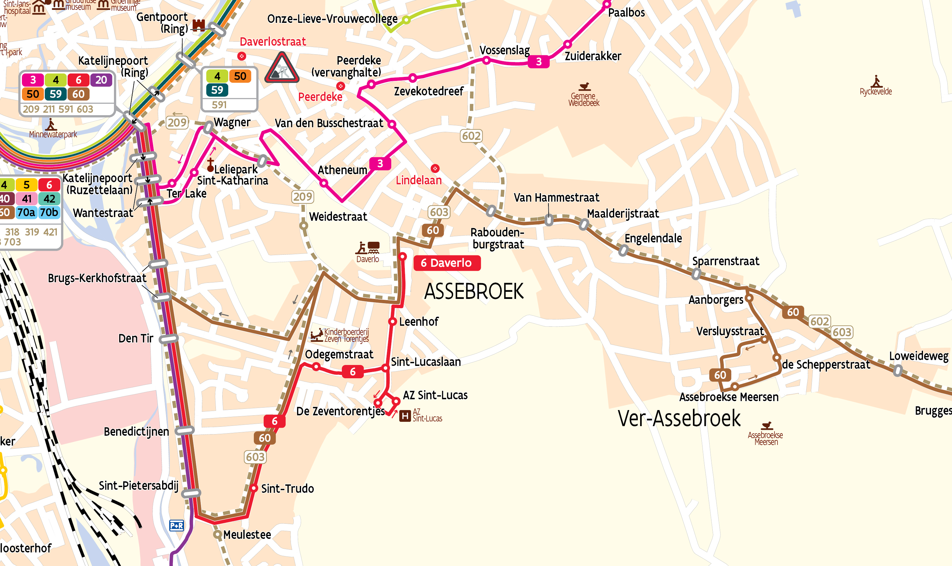 Brugge werken Gentpoort routes bus 040526