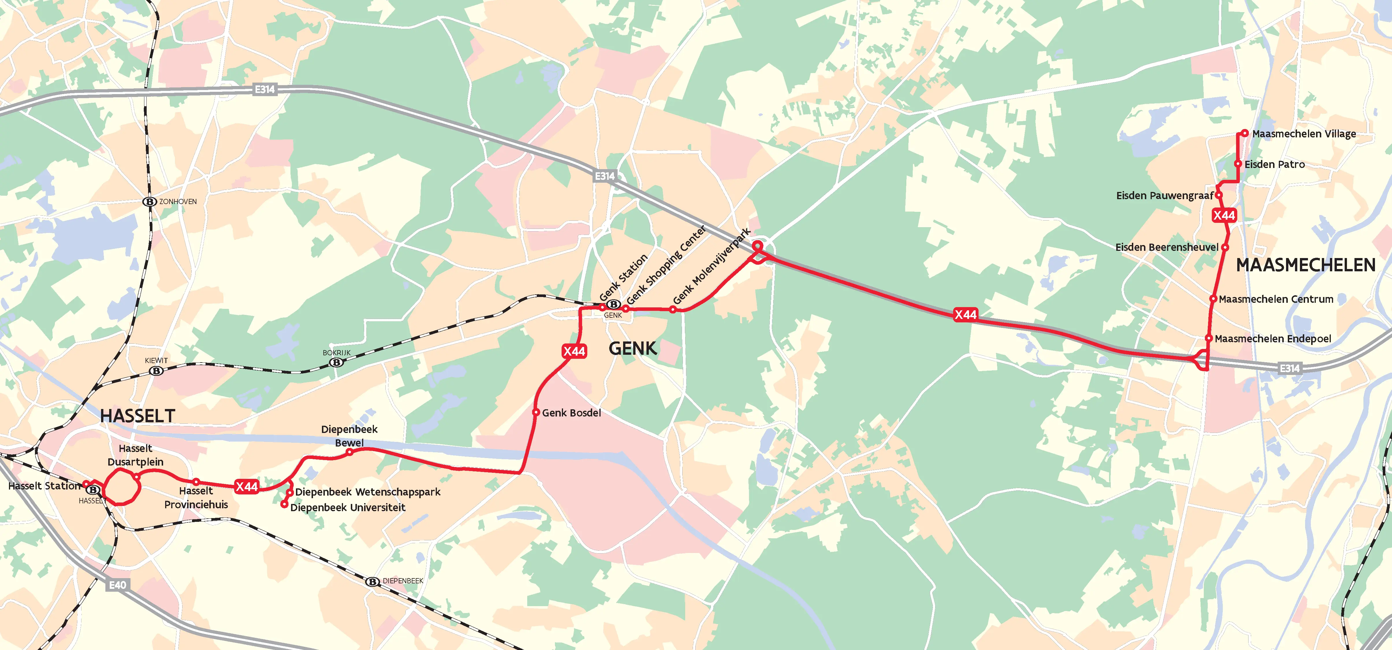 kaart lijn X44