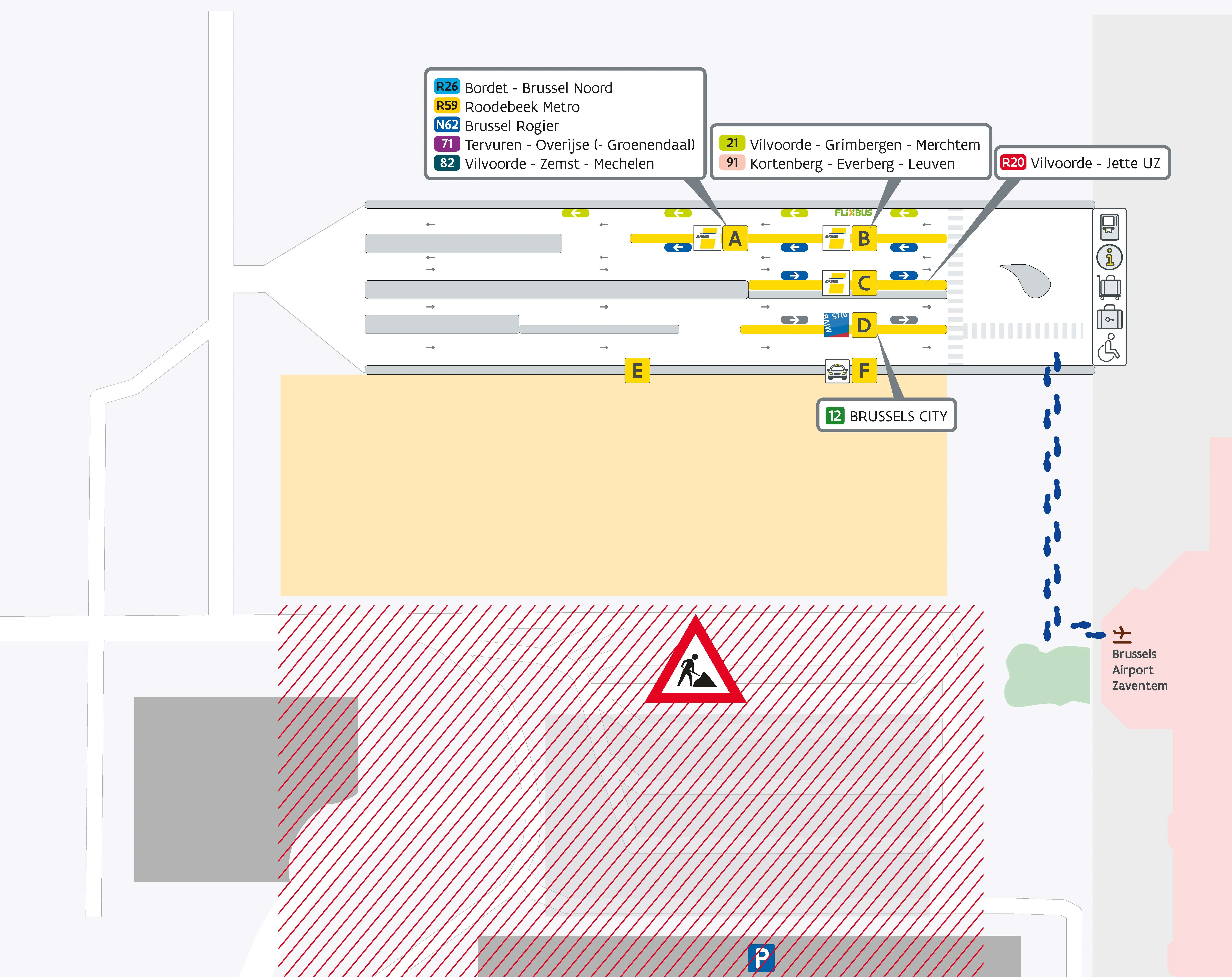 Tijdelijk busstation Zaventem Brussels Airport
