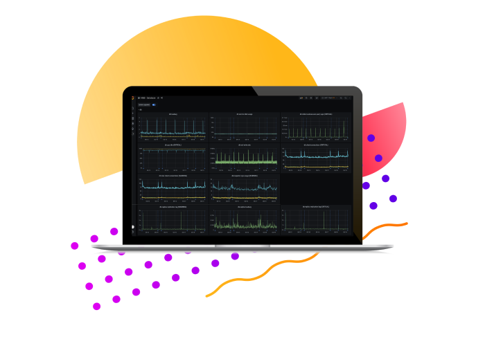 laptop with running Grafana app laptop with running Grafana app