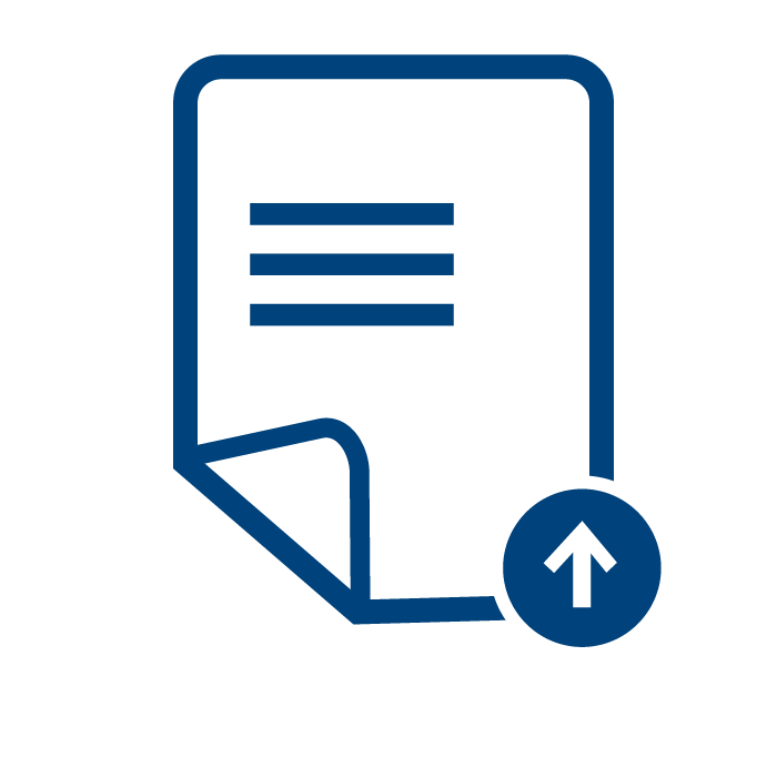 Document icon with upward arrow, representing 30-day report update guarantee.