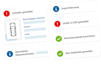 Bild, dass beispielhaft die Informationen in einer CARFAX Fahrzeughistorie zeigt Bild, dass beispielhaft die Informationen in einer CARFAX Fahrzeughistorie zeigt