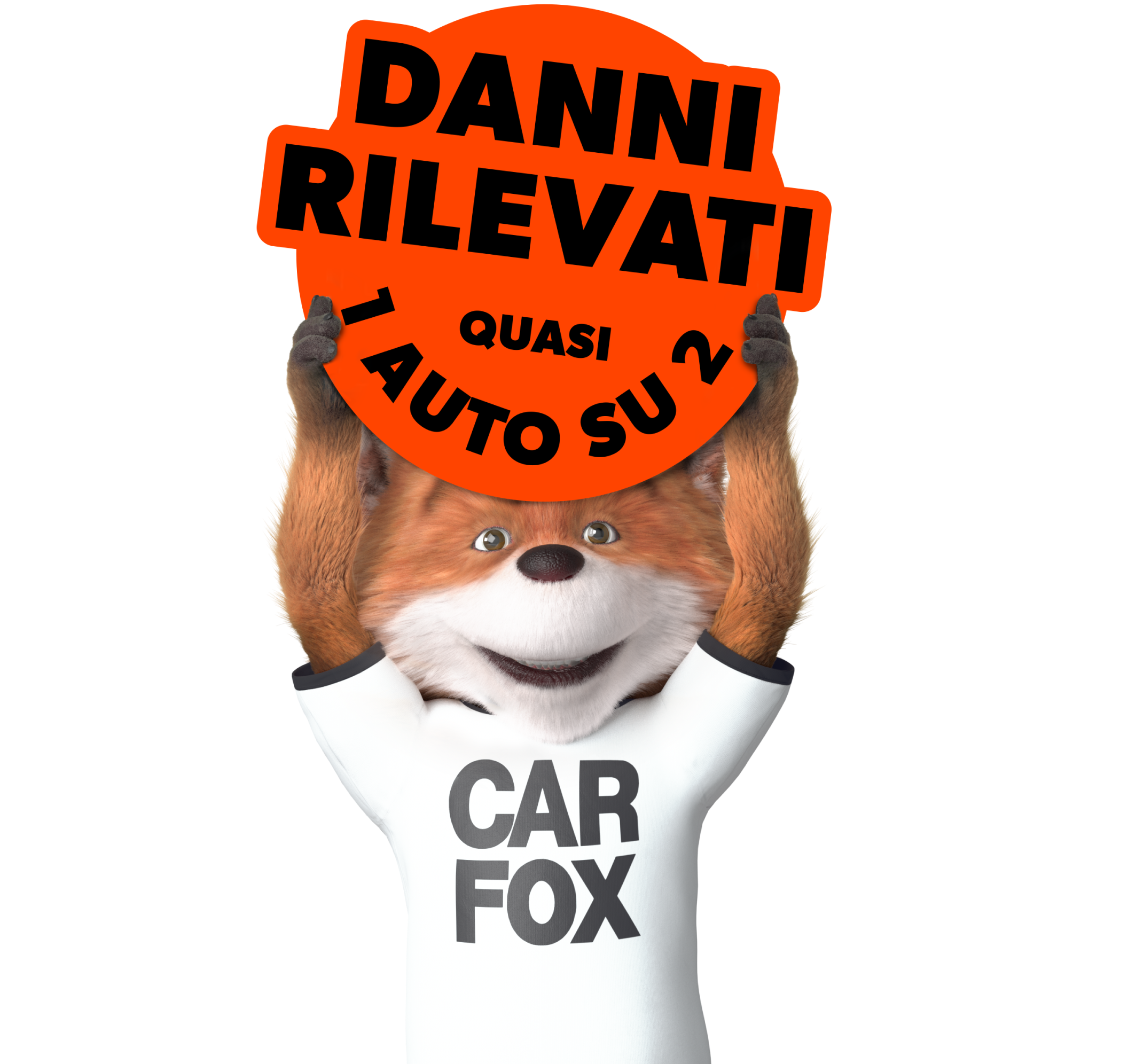 CARFOX con un cartello che recita “2 su 1 rapporti CARFAX rivelano un danno” CARFOX con un cartello che recita “2 su 1 rapporti CARFAX rivelano un danno”