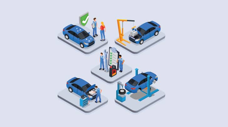 Coches azules en estaciones separadas para revisión e intervención de servicio. Coches azules en estaciones separadas para revisión e intervención de servicio.