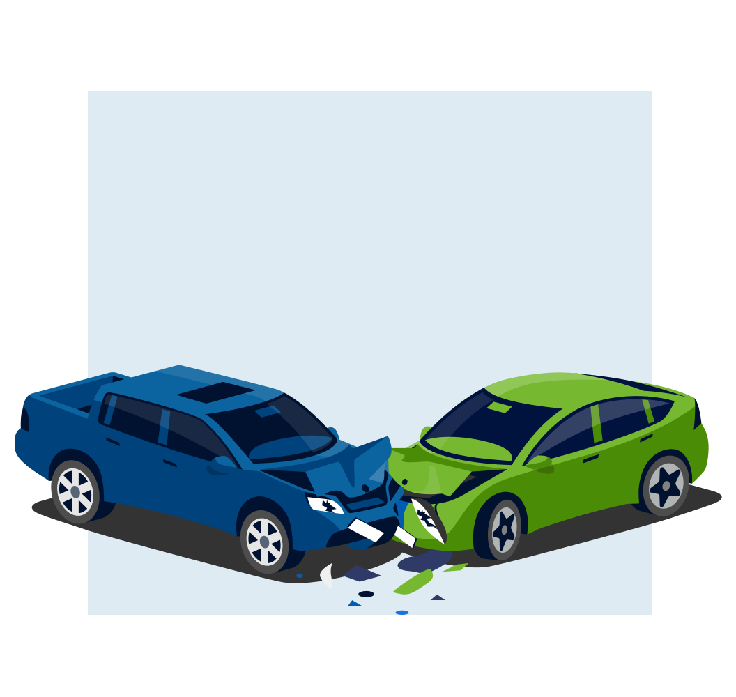 Due auto danneggiate dopo uno scontro frontale. Due auto danneggiate dopo uno scontro frontale.