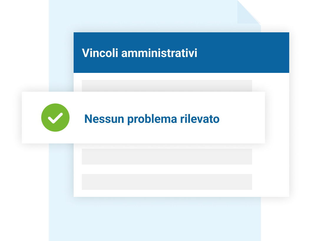 Stato amministrativo con segno di spunta verde e testo 'Nessun problema'. Stato amministrativo con segno di spunta verde e testo 'Nessun problema'.
