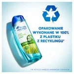 Infografika: butelka szamponu Head&Shoulders - DEEP CLEANSE OIL CONTROL - OPAKOWANIE WYKONANE W 100% Z PLASTIKU Z RECYKLINGU*; NIE DOTYCZY NAKRĘTKI, BARWNIKÓW I DODATKÓW