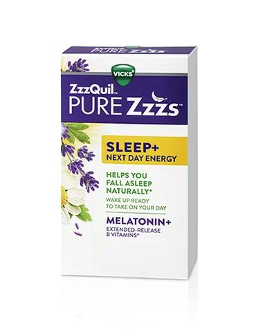 ZzzQuil PURE Zzzs Sleep + Next Day energy tablets