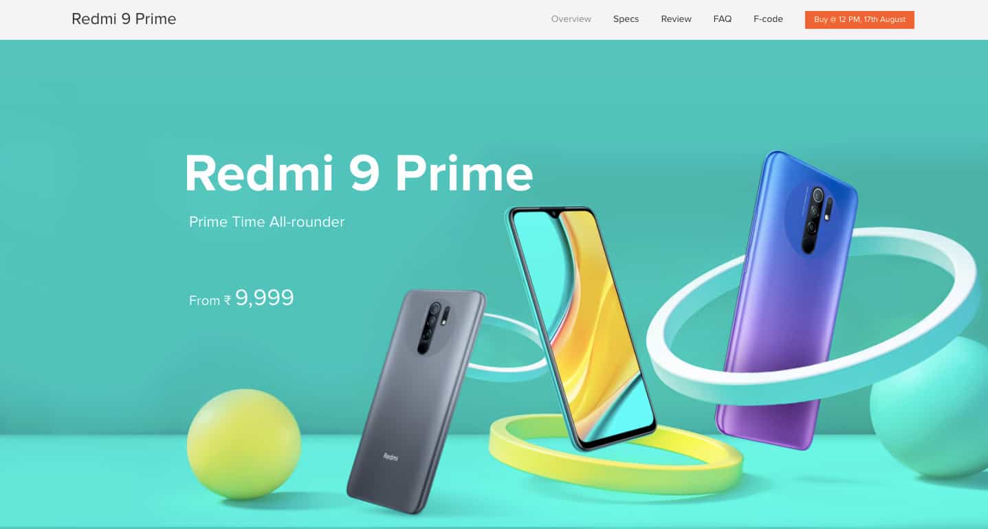Redmi 9 Prime (4GB RAM, 64GB Storage)