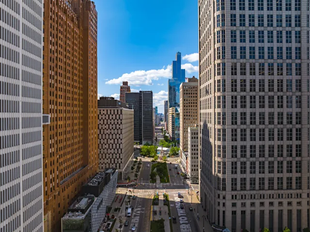 Aerial view of Woodward Ave.