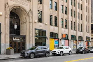 A street-level photo of The Press/321 ground floor retail.