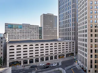 Aerial view of One Detroit Garage.