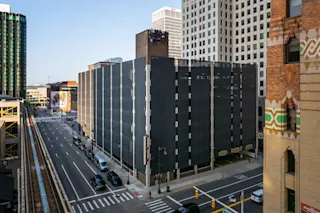 An exterior photograph of Buhl Garage.