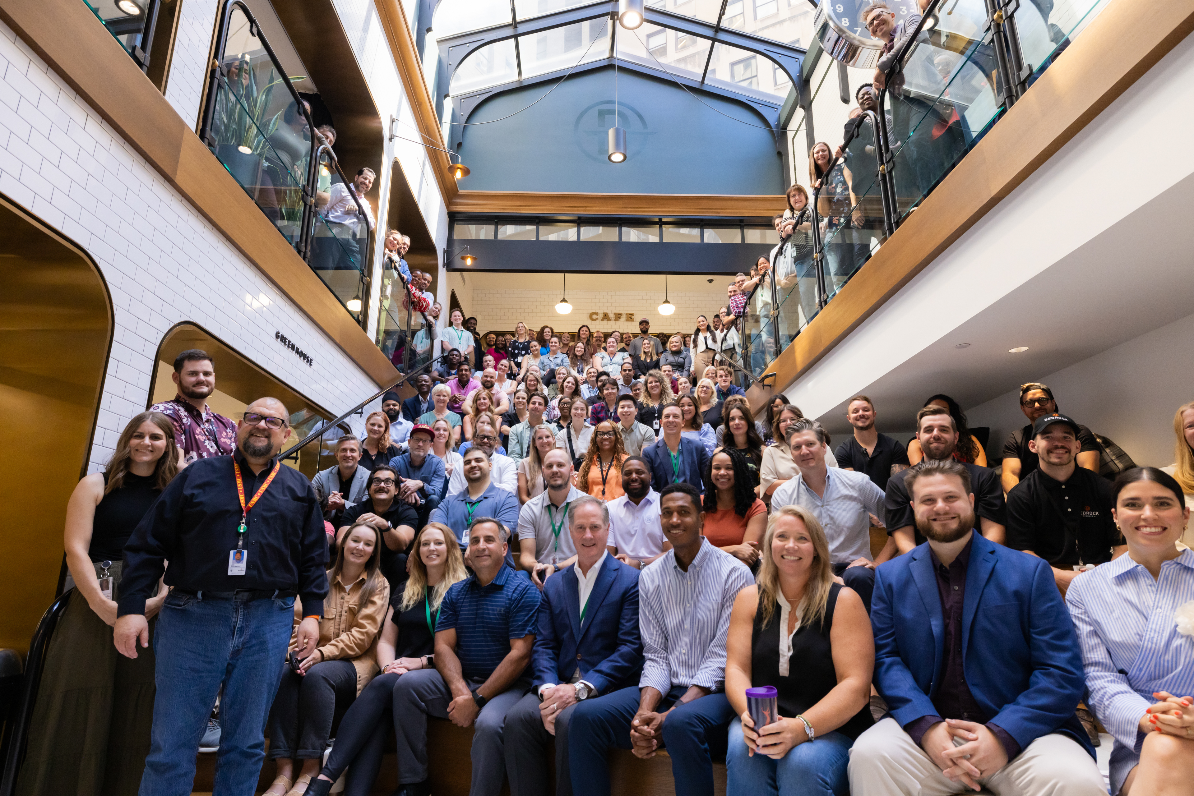 A photograph of Bedrock staff at 630 Woodward.