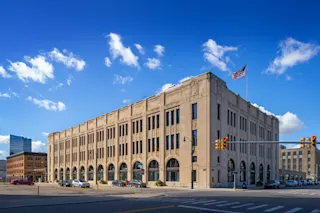 An exterior photograph of 615 W. Lafayette in Detroit.