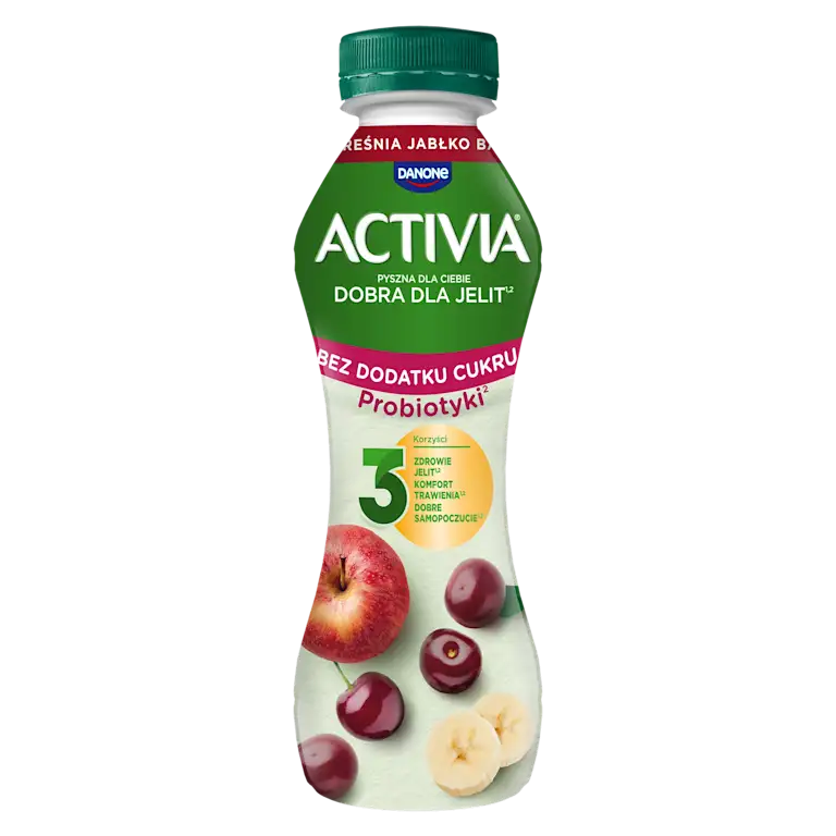 Activia jogurt czereśnia, jabłko, banan z probiotykami bez dodatku cukru