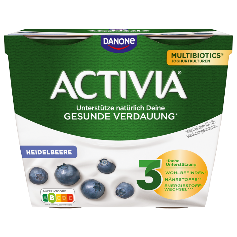 Activia Blaubeer-Joghurt-Packung