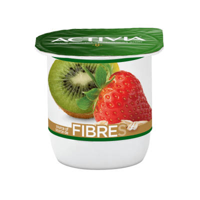 Yogourt source de fibre céréales, fraises et kiwi