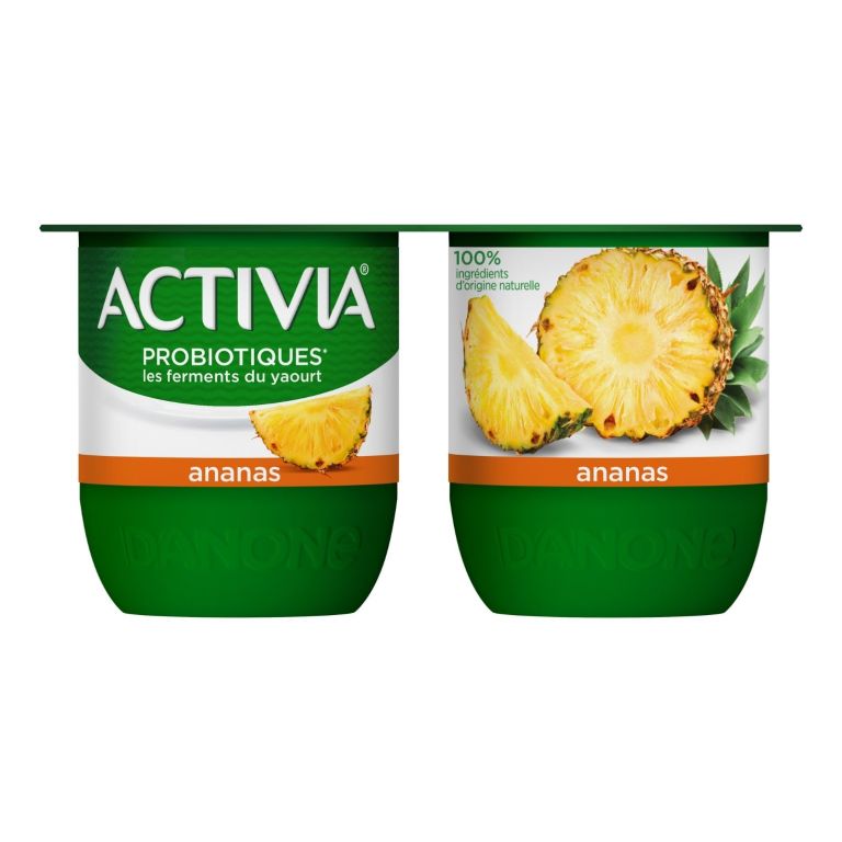 L'onctuosité d'un Activia associée à de bons morceaux d'ananas, 100% d’origine naturelle. 
