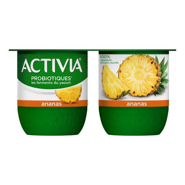 L'onctuosité d'un Activia associée à de bons morceaux d'ananas, 100% d’origine naturelle. 
