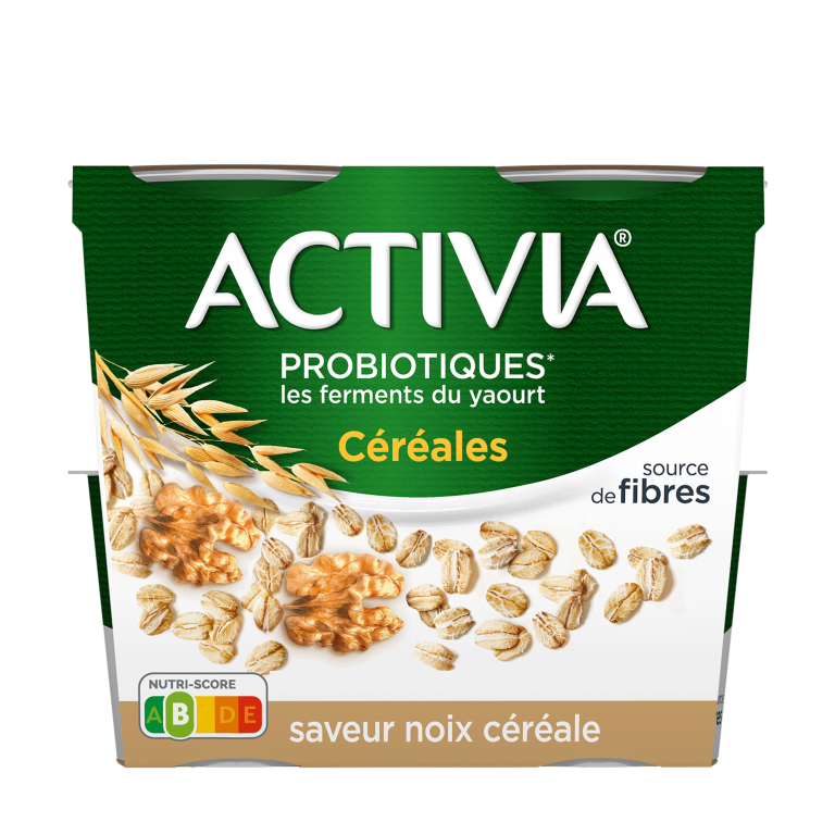 L'onctuosité d'un Activia dans une sélection gourmande de céréales, découvrez la gamme : Activia Céréales Saveur Noix Céréale.  Pour de nouvelles sensations, jusqu'à la dernière cuillère.
