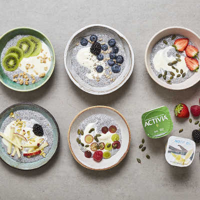 Quick Chia Pudding with Rainbow Fruits and Activia Vanilla 0% fat & 0% added sugar*
