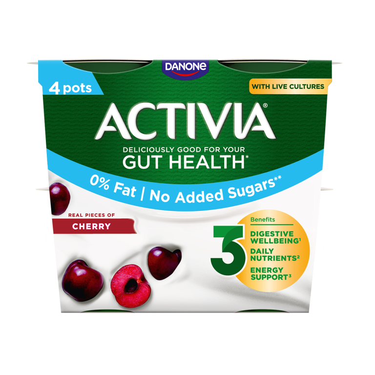 Activia Live Cultures Fat Free No Added Sugar Yogurt - Cherry 120g 4 pack