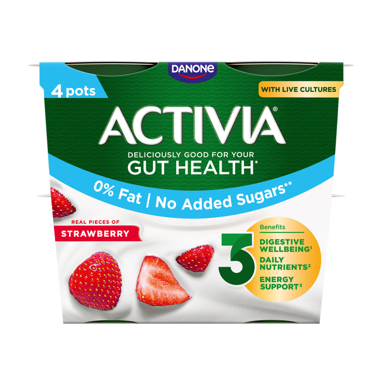 Activia Live Cultures Fat Free No Added Sugar Yogurt - Strawberry 120g 4 pack