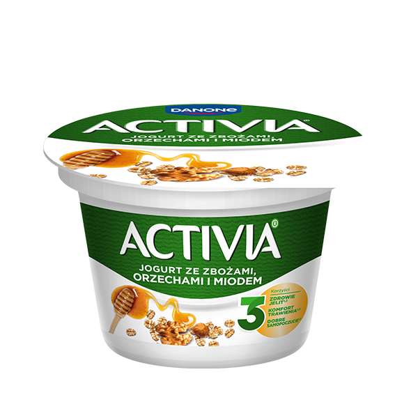 Activia jogurt ze zbożami, orzechami i miodem z miliardami bakterii probiotycznych