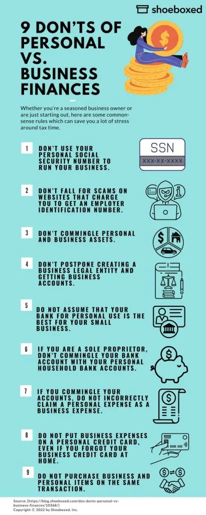 9 donts of personal vs. business finances